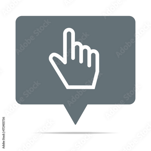 Graue Sprechblase mit Zeigefinger
