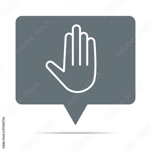 Graue Sprechblase mit Hand - Stop