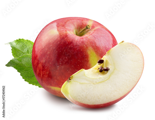 red apples with slice isolated on a white background