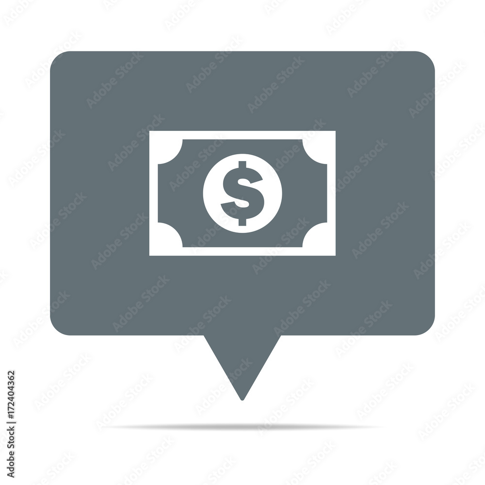 Graue Sprechblase mit Geldschein - Dollar Graue Sprechblase mit Geldschein - Dollar