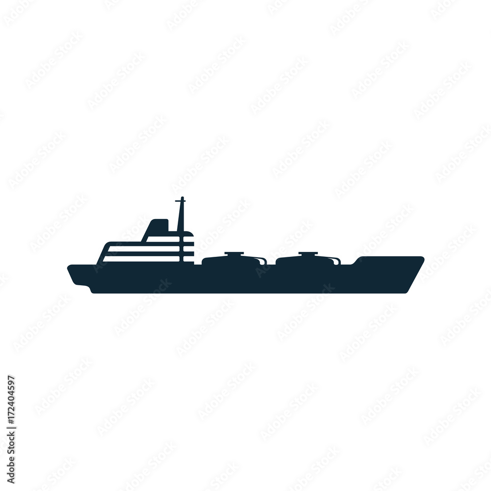 vector oil fuel tanker ship simple flat icon pictogram isolated on a white background. Gas oil fuel, energy power industry symbol, sign