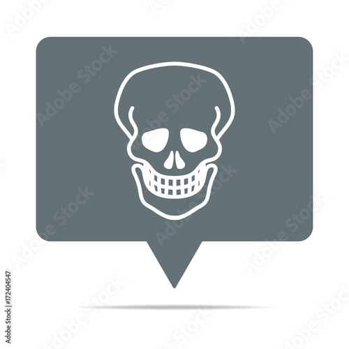 Graue Sprechblase mit Totenkopf