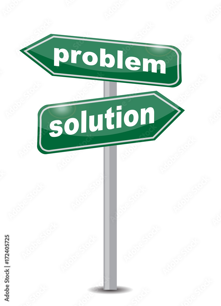 problem solution road sign illustration design over a white background problem solution road sign illustration design over a white background