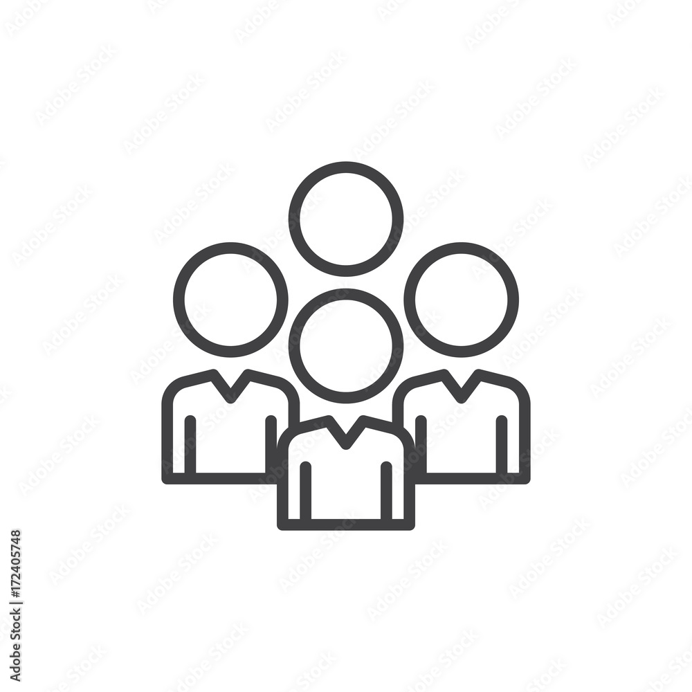 People line icon, outline vector sign, linear style pictogram isolated on white. Team, Community symbol, logo illustration. Editable stroke. Pixel perfect vector graphics People line icon, outline vector sign, linear style pictogram isolated on white. Team, Community symbol, logo illustration. Editable stroke. Pixel perfect vector graphics