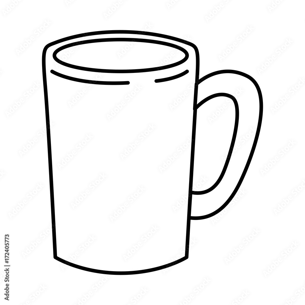 tubular mug of coffee with handle monochrome silhouette vector illustration tubular mug of coffee with handle monochrome silhouette vector illustration