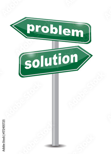 problem solution road sign illustration design over a white background