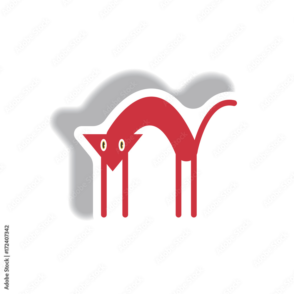 Vector illustration paper sticker Halloween icon Cat Vector illustration paper sticker Halloween icon Cat