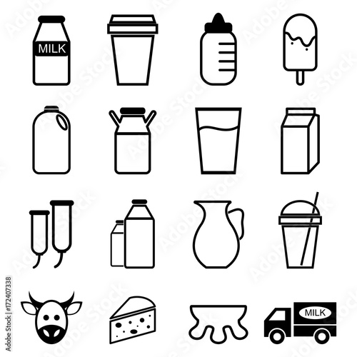 Milk icons set