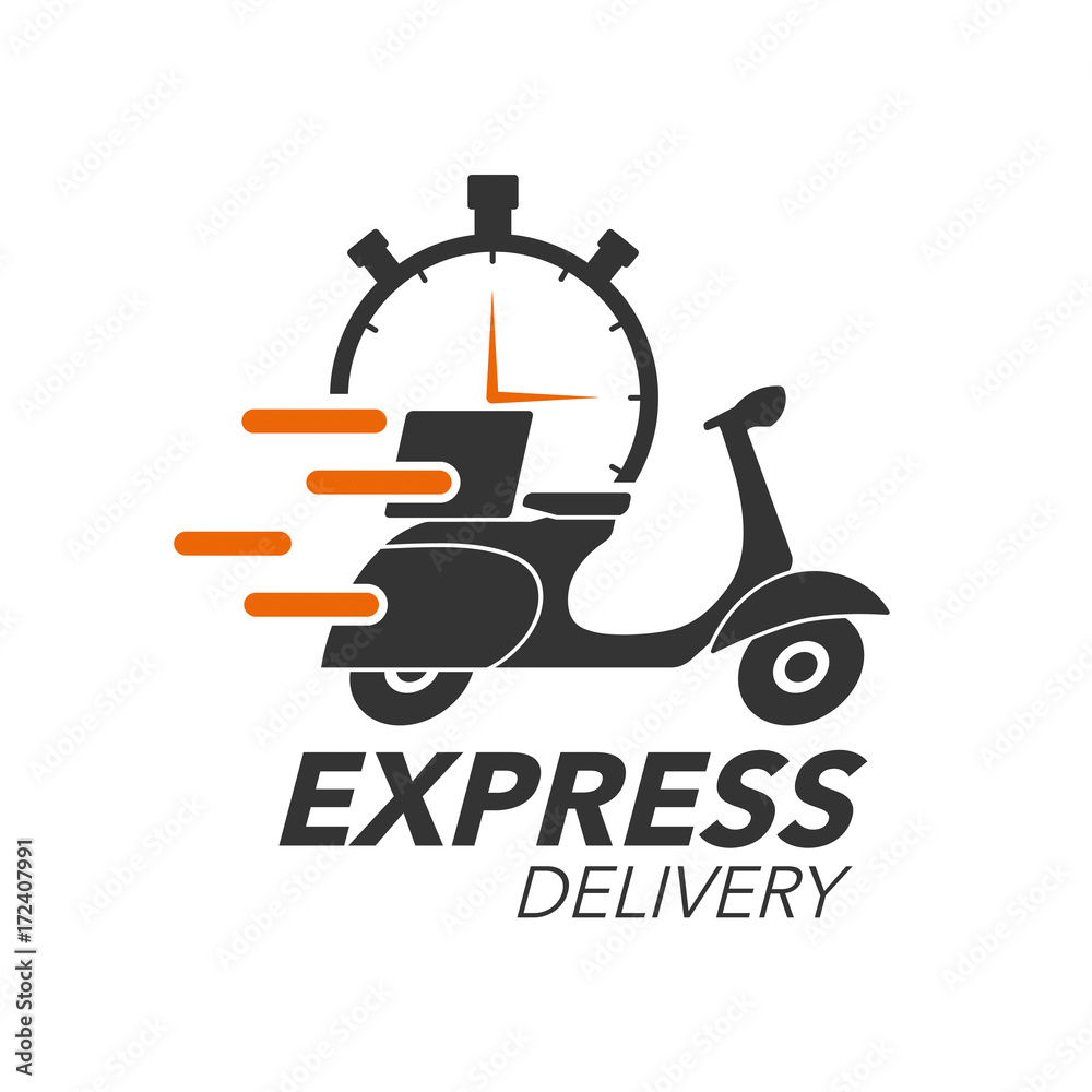 Express delivery icon concept. Scooter motorcycle with stop watch icon for  service, order, fast, free and worldwide shipping. Modern design. vector de  Stock | Adobe Stock