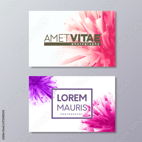 Abstract floral business card templates with colorful vector design elements