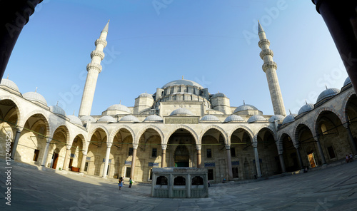 Suleymaniye Mosque view from entrance in Istanbul, Turkey
