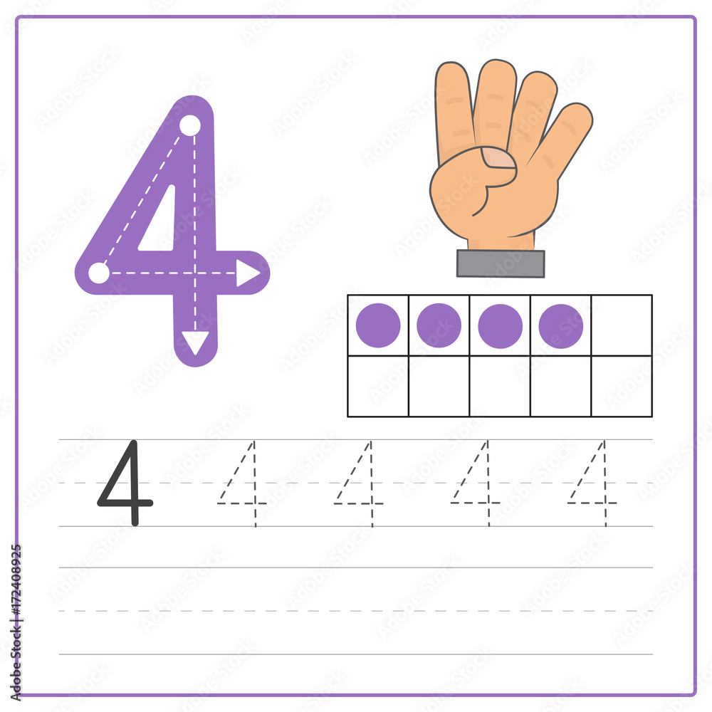 Number writing practice 4