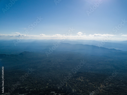 Mountain landscape in the vicinity of Mount Iremel. Aerial view