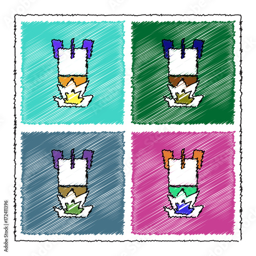 collection of flat shading style icons Detonation of bomb