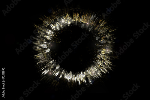 golden shining circle - a contour, a crown. The rays of the sun in space