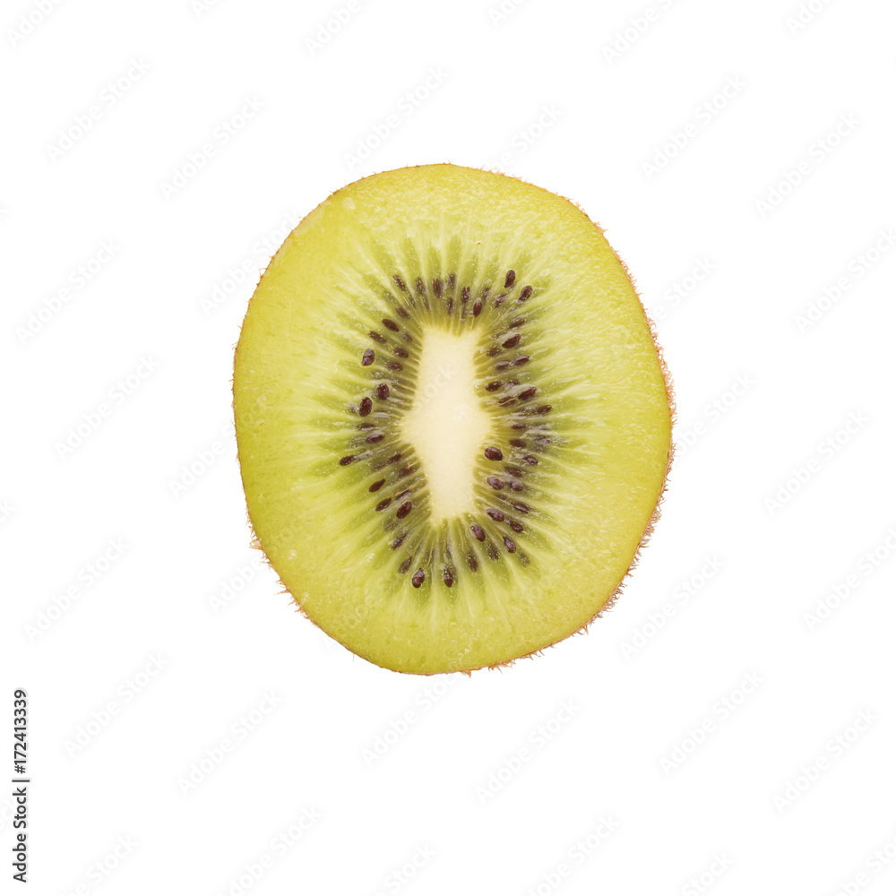 Slice of kiwi isolated on white background, top view Slice of kiwi isolated on white background, top view