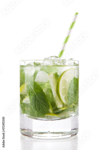 Mojito cocktail on white background