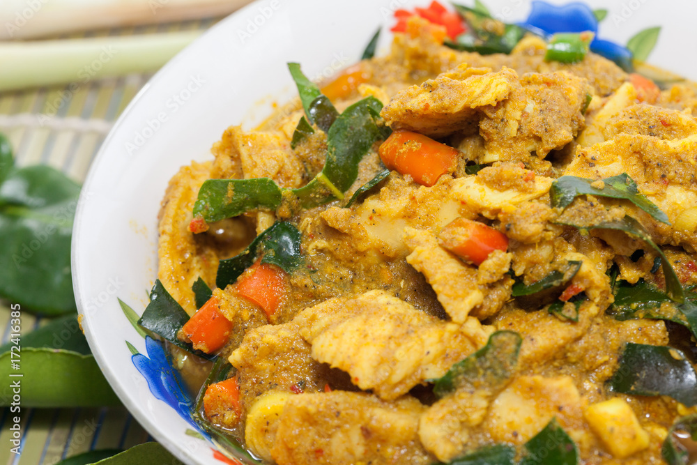 Thai spicy Food,Fried chilly paste with pork on bowl