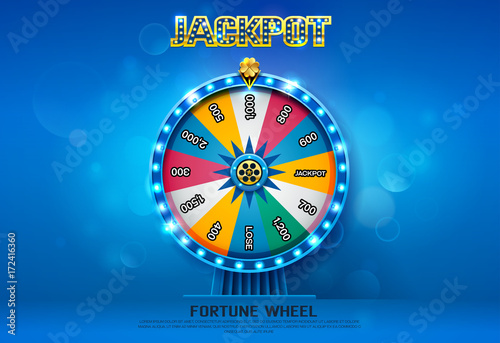 fortune wheel spinning  on bokeh background photo