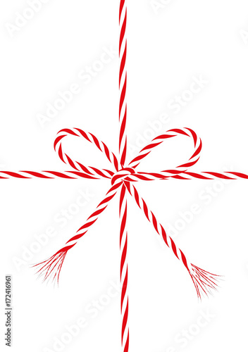 Geschenk Schleife aus rot-weiße Kordel Schnur
Weihnachtsband gebunden am Geschenk
Vektor Illustration isoliert auf weißem Hintergrund