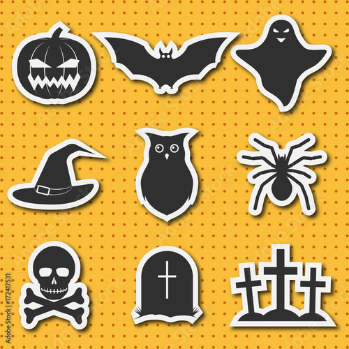 Set of icons in horror style for Halloween