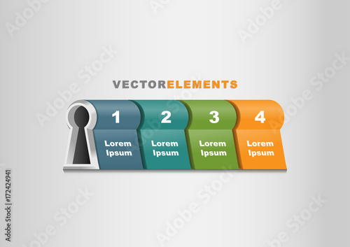 3D Vector Infographic Template Key to Success Concept Horizontal Style