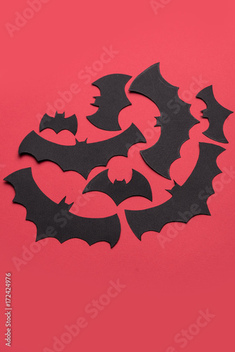 Traditional haloween symbols on red background for logo