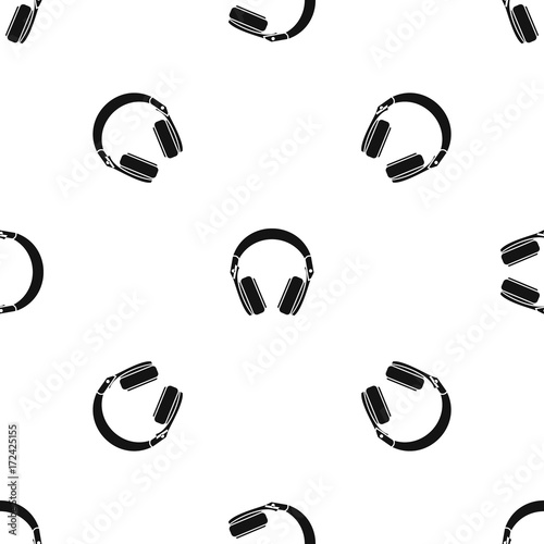 Headphones pattern seamless black