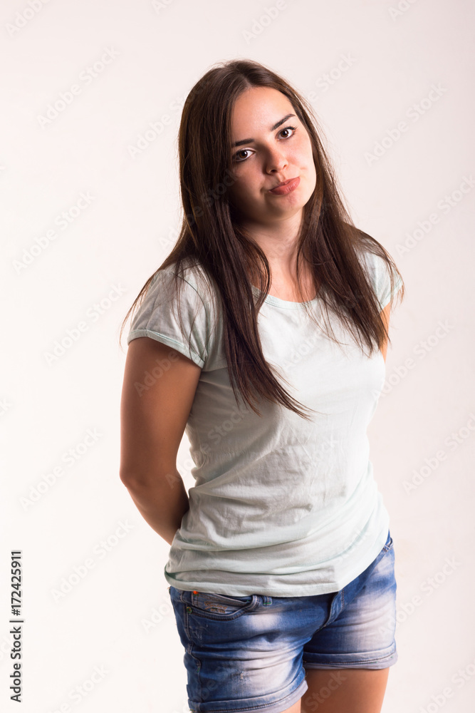 Portrait of a girl in a white T-shirt Portrait of a girl in a white T-shirt