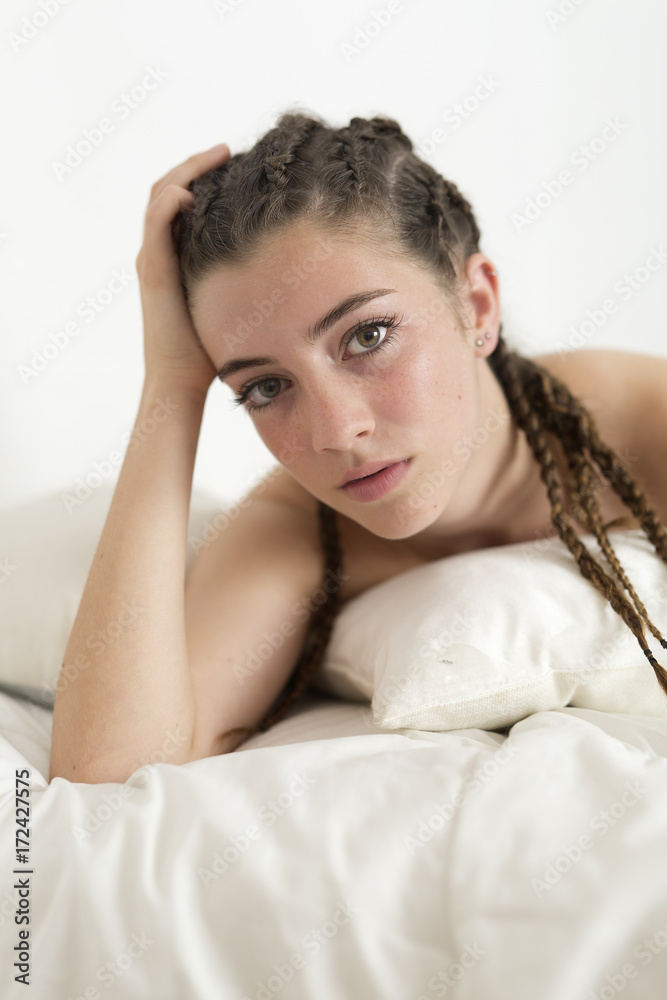 Portrait of a teenage girl with some braids. Portrait of a teenage girl with some braids.