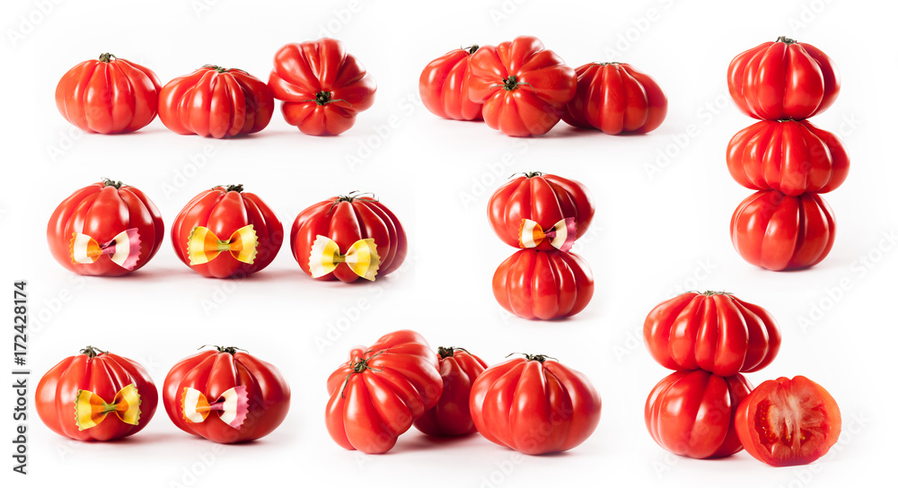 composite with beef heart tomatoes isolated on white background composite with beef heart tomatoes isolated on white background