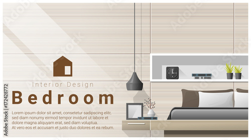 Interior design with Modern bedroom background , vector , illustration