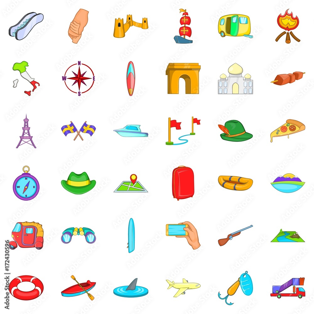Airport icons set, cartoon style Airport icons set, cartoon style