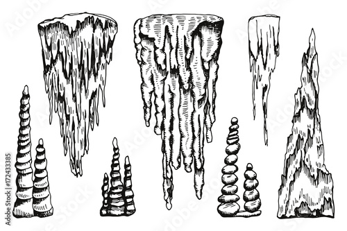 stalactites vector. hand drawing isolated