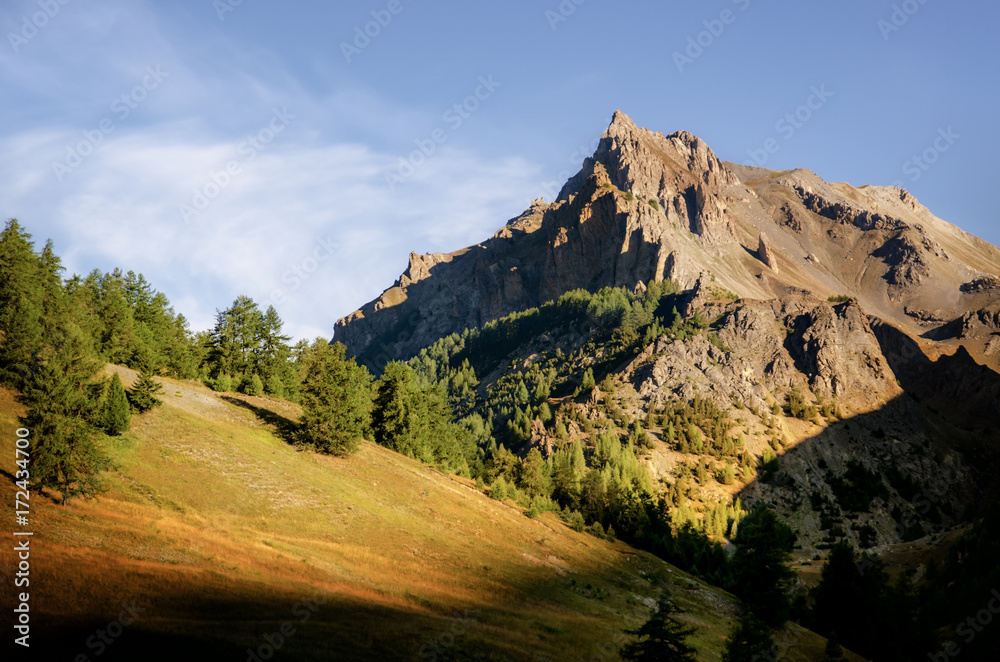 Sunrise over the mountains of the Maritime Alps Park (Piedmont, Italy)