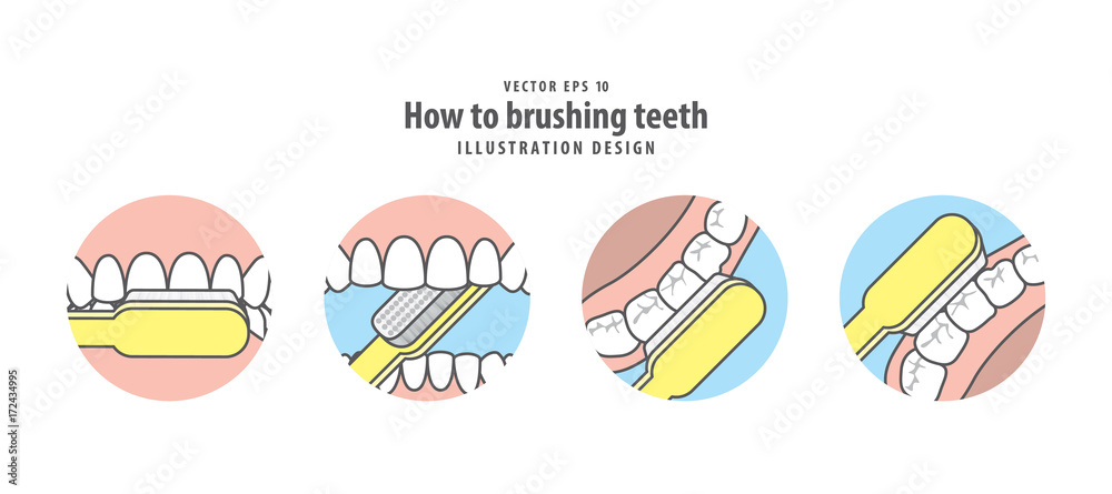 How to brushing teeth illustration vector on blue background. Dental concept. How to brushing teeth illustration vector on blue background. Dental concept.