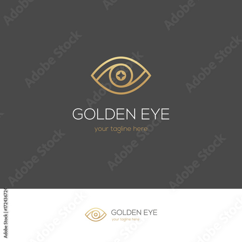 Golden linear eye logo.