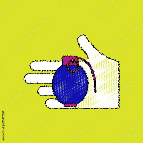 flat shading style icon frag grenade in hand