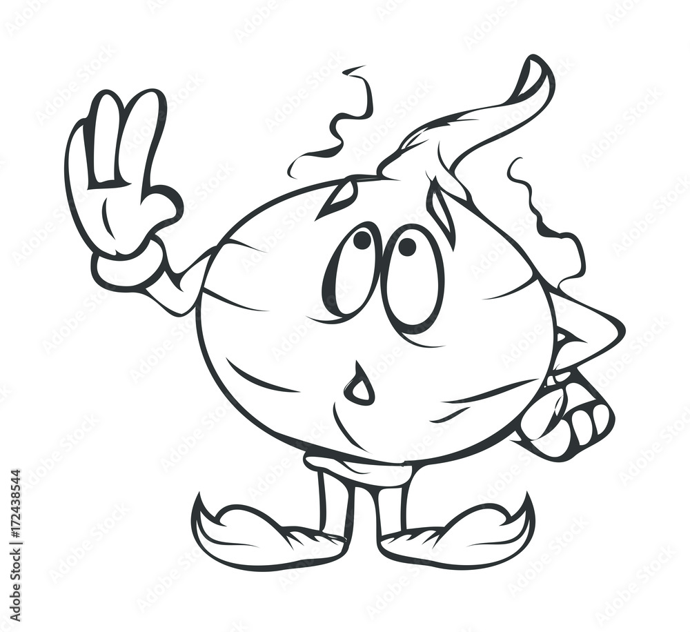 Scared Cartoon Onion Vector Drawing Scared Cartoon Onion Vector Drawing