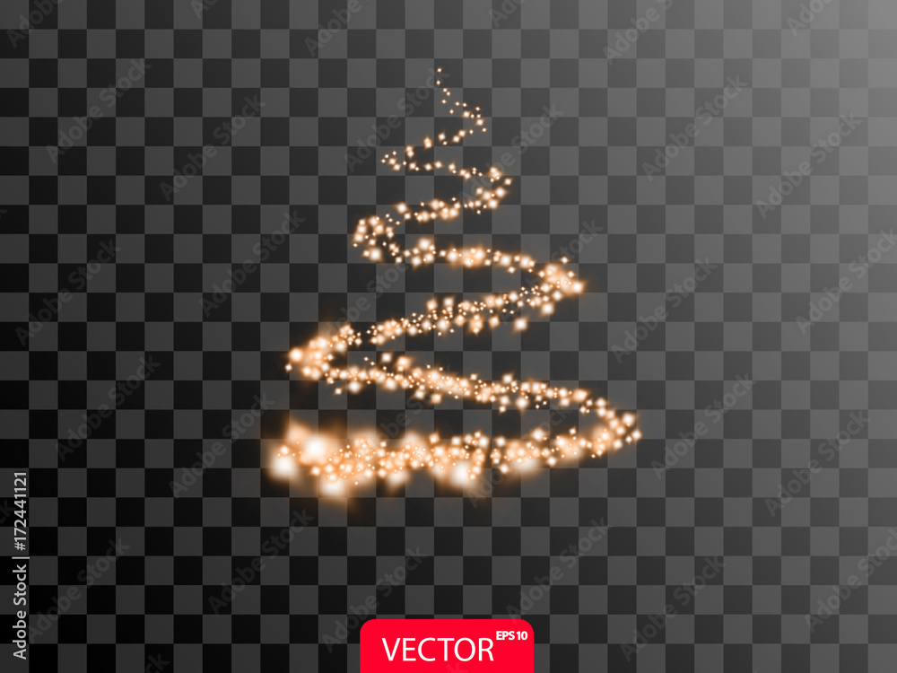 Glitter Realistic Circles Light Effect Christmas Tree On Transparent