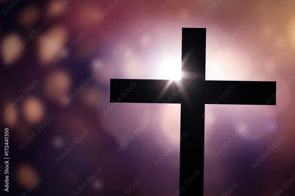cross with abstract bokeh background cross with abstract bokeh background