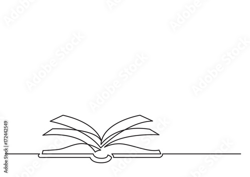 one line drawing of isolated vector object - open book