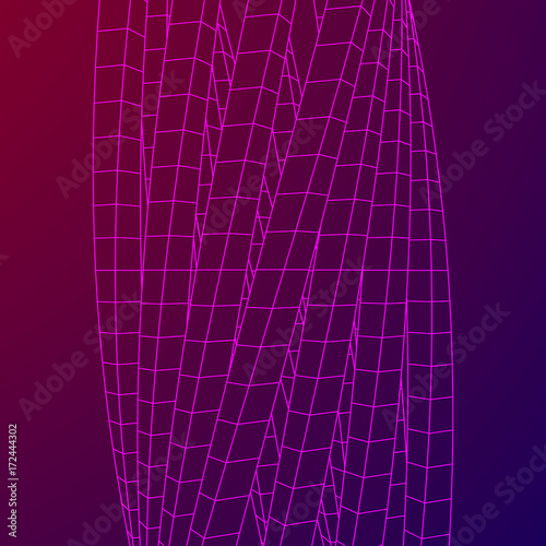 Low poly truss structure wireframe mesh background. Scinece and tech vector illustration.