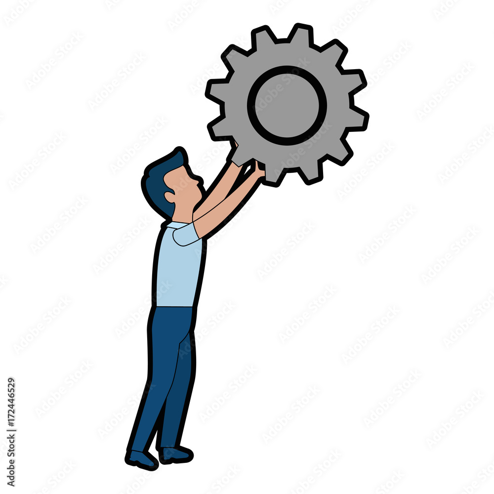 businessman with gear avatar character businessman with gear avatar character