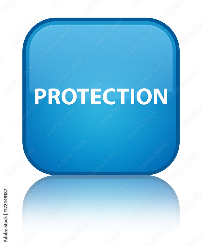 Protection special cyan blue square button Protection special cyan blue square button