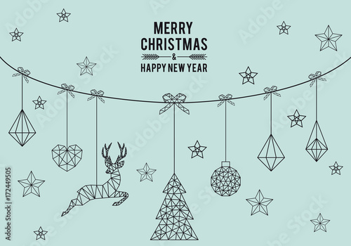 Geometric Christmas card, vector