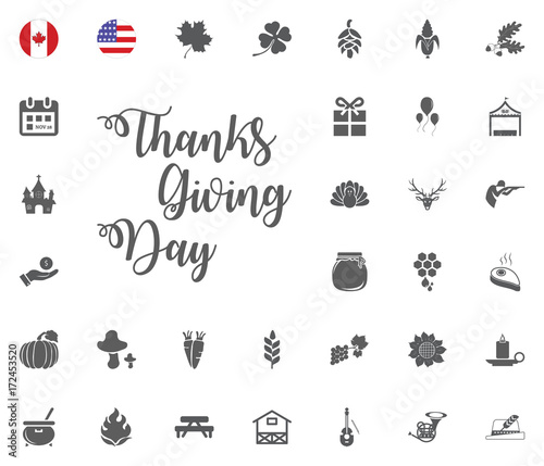 Thanksgiving Day Design Elements Badges and Labels in Vintage Style