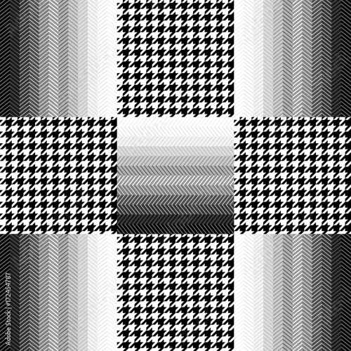 Checkered hounds tooth and chevron print