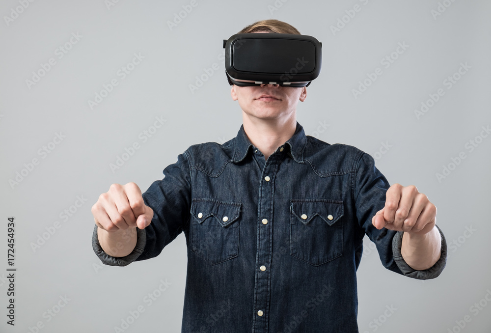 Man in virtual reality Man in virtual reality
