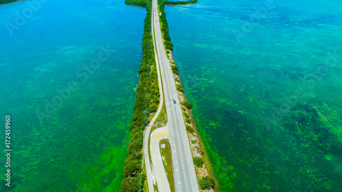 Road to Key West over seas and islands  Florida keys  USA.